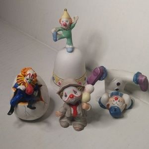 Vintage clowns figurine different brand multicolor 4 pieces